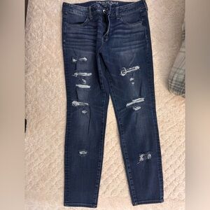 American Eagle Outfitters Distressed Navy Skinny Jeans